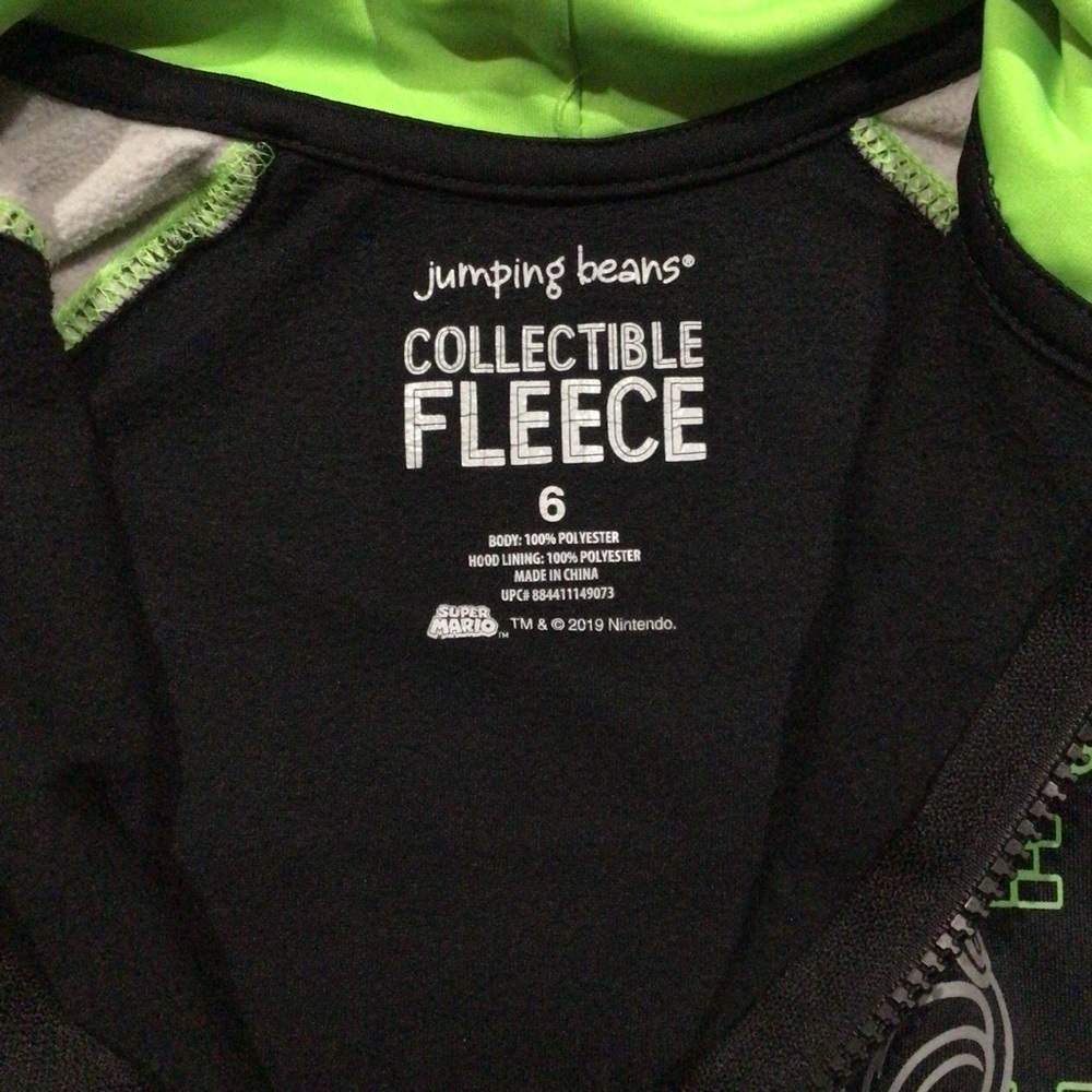 Jumping Beans Fleece Super Mario Black and Green Hoodie - Size 6 - Picture 5 of 6